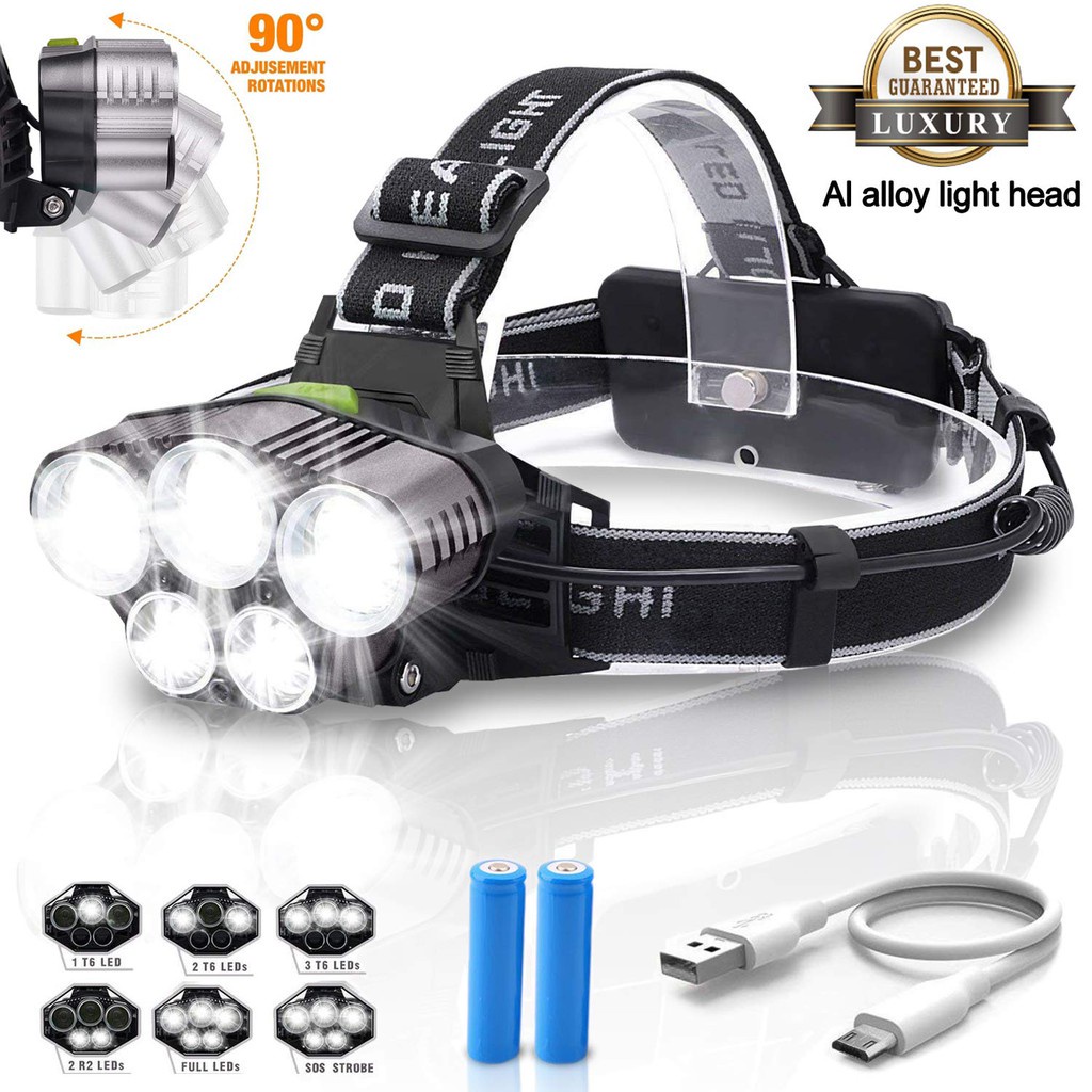 Senter Kepala Led Jarak Jauh Anti Air Senter Led Super Terang Senter Headlamp Headlamp L-T21 5 Led