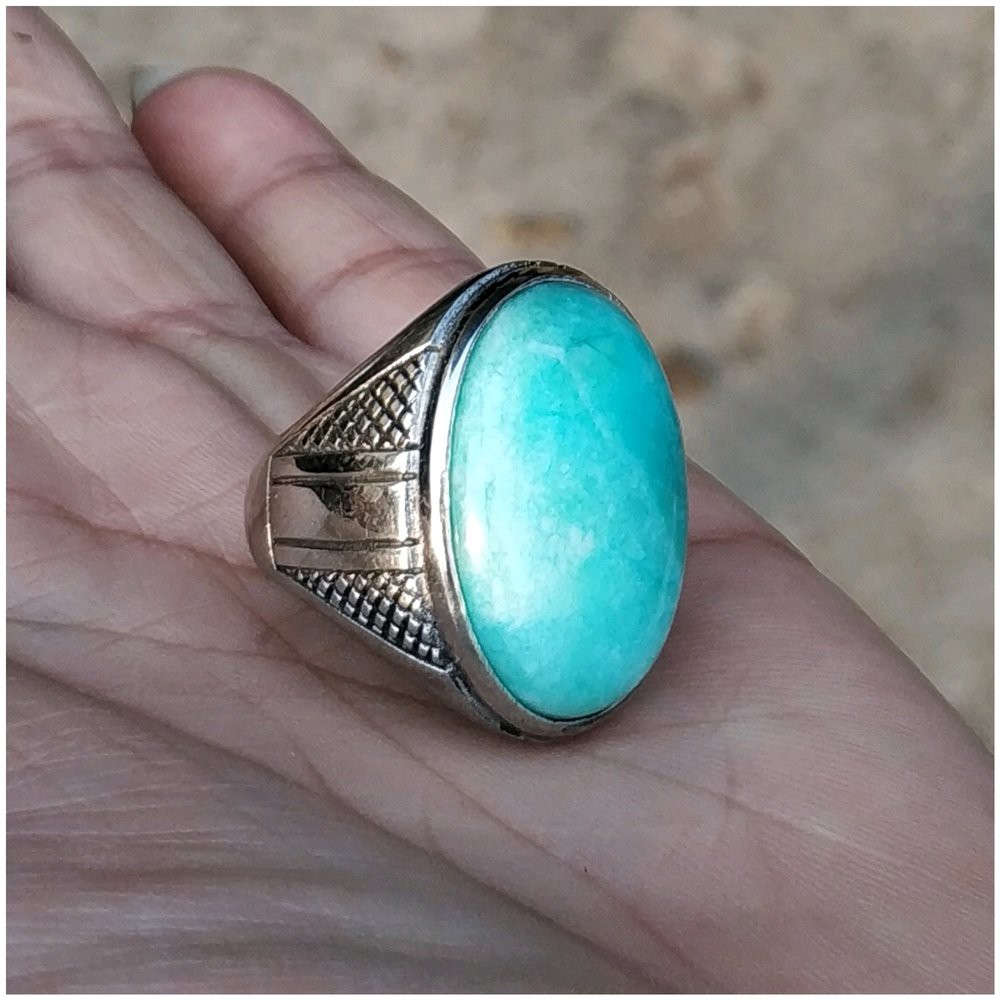 CINCIN BATU AKIK NATURAL BLUE AMAZONITE BIG SIZE HIGH QUALITY