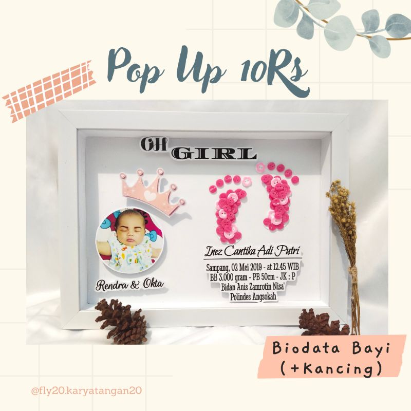 Biodata bayi / pop up frame 10Rs