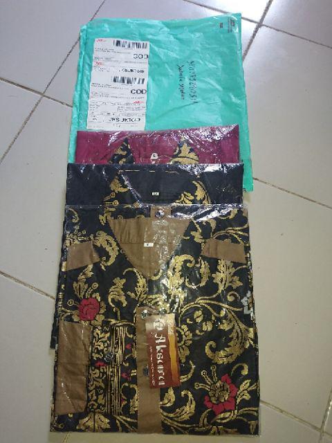 Kemeja Batik Pria Modern Murah Lengan Panjang Katun Oil Mix Prada Halus, Atasan Batik Kerja Pria Tre