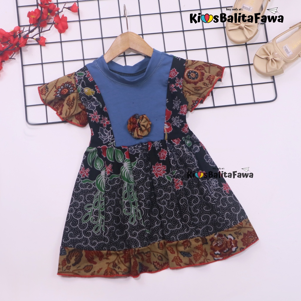 (BATIK) Dress Tania uk 6-18 Bulan / Dres Anak Bayi Perempuan Lengan Pendek Gaun Pesta Import Baby