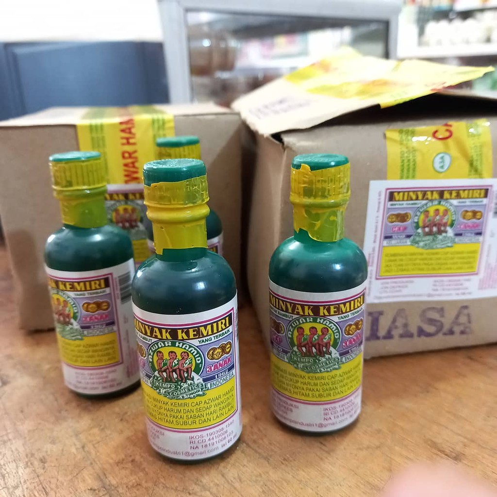 Minyak Rambut Kemiri Cap  Azwar Hamid 3 Anak Kempo Cosmetics 60 mL