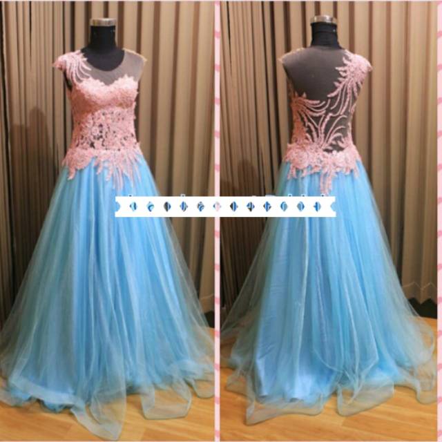 Party Dress Baby Blue Tulle / Gaun Pesta