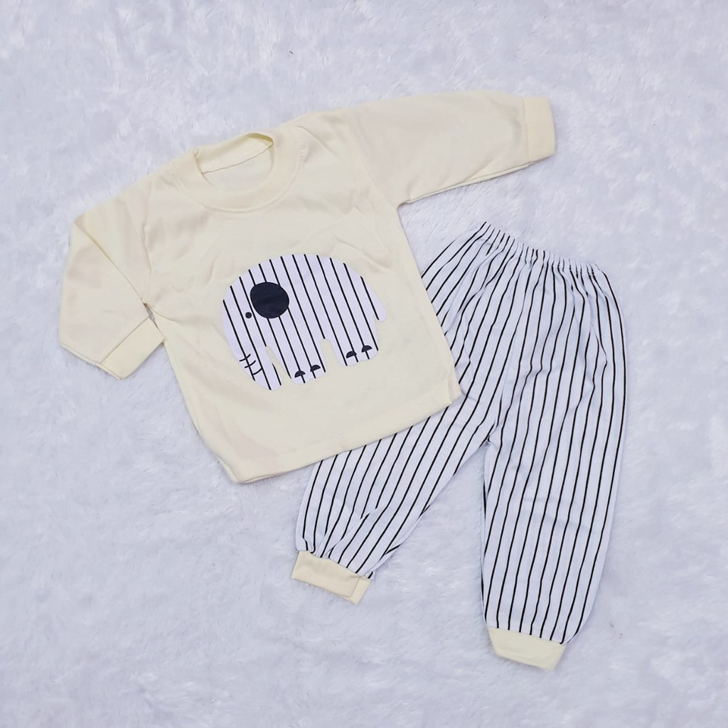 COD Bayar Ditempat Baju Anak Piyama Panjang Gajah Salur Baby Alicia