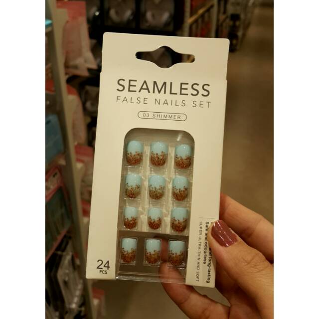 MINISO SEAMLESS FALSE NAILS SET 24pcs. 8wrn. Kuku palsu miniso murah. Ready surabaya