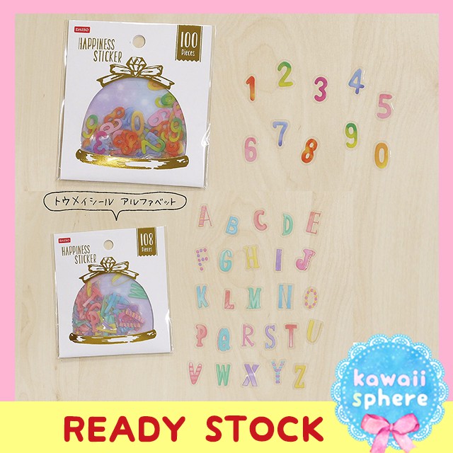 

Flake Sticker Daiso | Happiness series | Alphabet / Number | Stiker Huruf Angka
