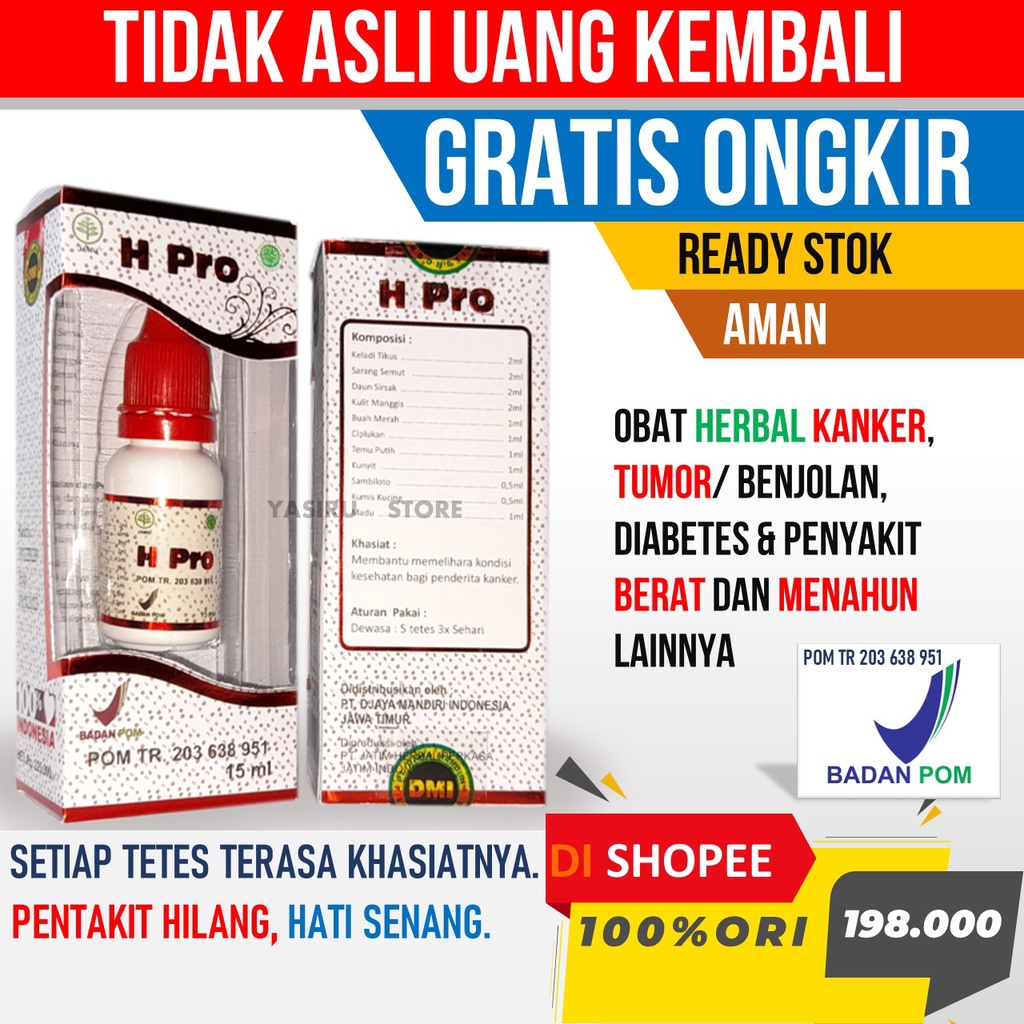 Jamu Tetes HPRO H PRO Herbal Obat Kanker Tumor Diabetes Syaraf dan Penyakit Berat Menahun Lainnya
