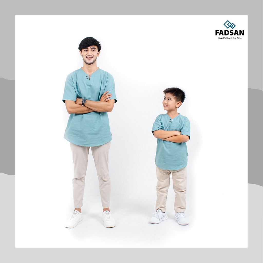 Baju Muslim Ayah Anak Laki Tanggung Lengan Pendek Keren Kekinian Koko Couple Ayah dan Anak Mono Seri