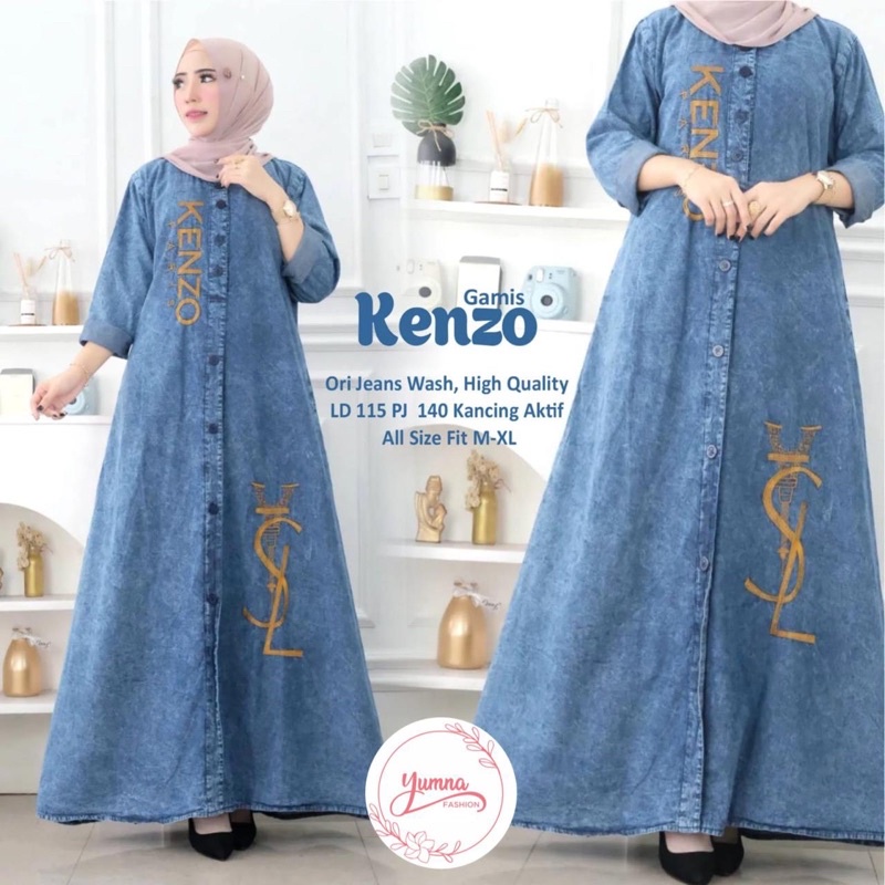 Maxi Dress Jeans Gamis Jumbo LD 120-140 Maxi Original Jeans Terbaru Wanita Remaja Casual Kekinian HQ