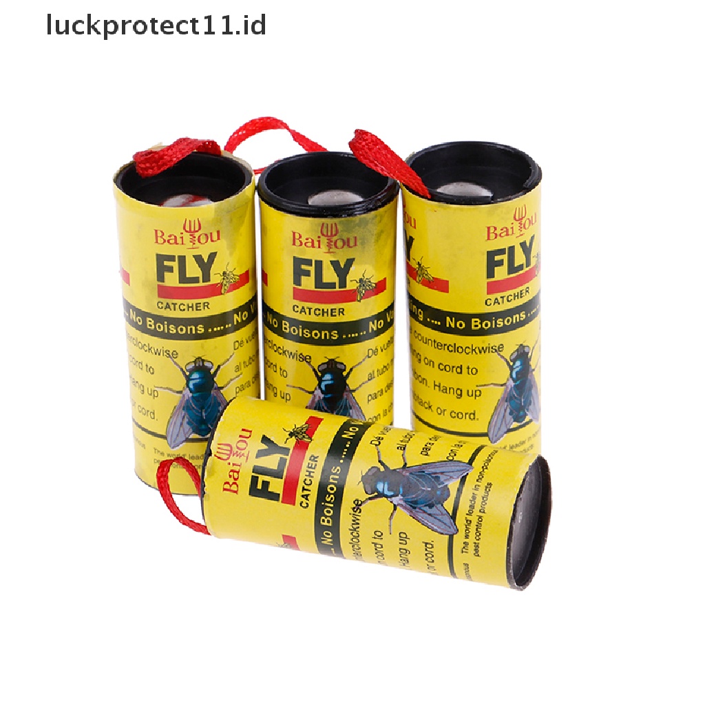 //HG&amp;ID// 4 Rolls Insect Bug Fly Glue Paper Catcher Trap Ribbon Tape Strip Sticky Flies .