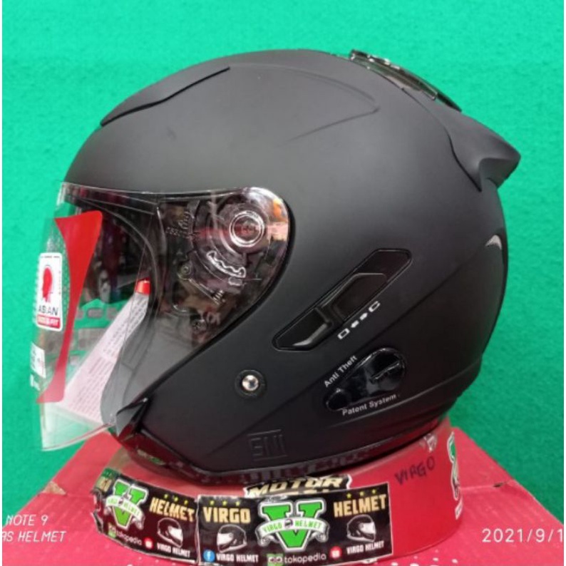 KYT HELM GALAXY FLAT R SOLID BLACK MATT PAKET GANTENG REDBULL SNI DOT (ongkir termurah 2kg)-Original