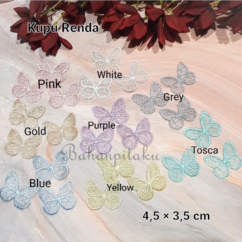 Aplikasi Kupu Renda kupu lace kupu kupu bordir renda aplikasi brokat kupu