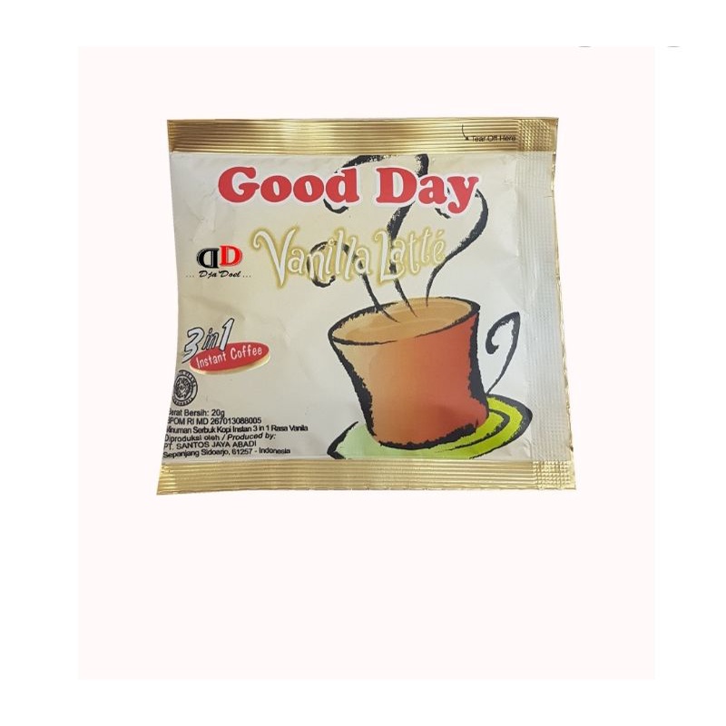 

Gooday vanilla latte 25g 1renceng 10 sachet