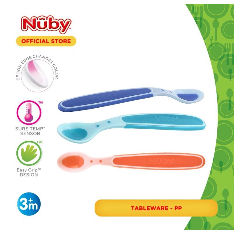 Nuby Silicone Weaning Spoon 3Pack || Sendok Makan Bayi