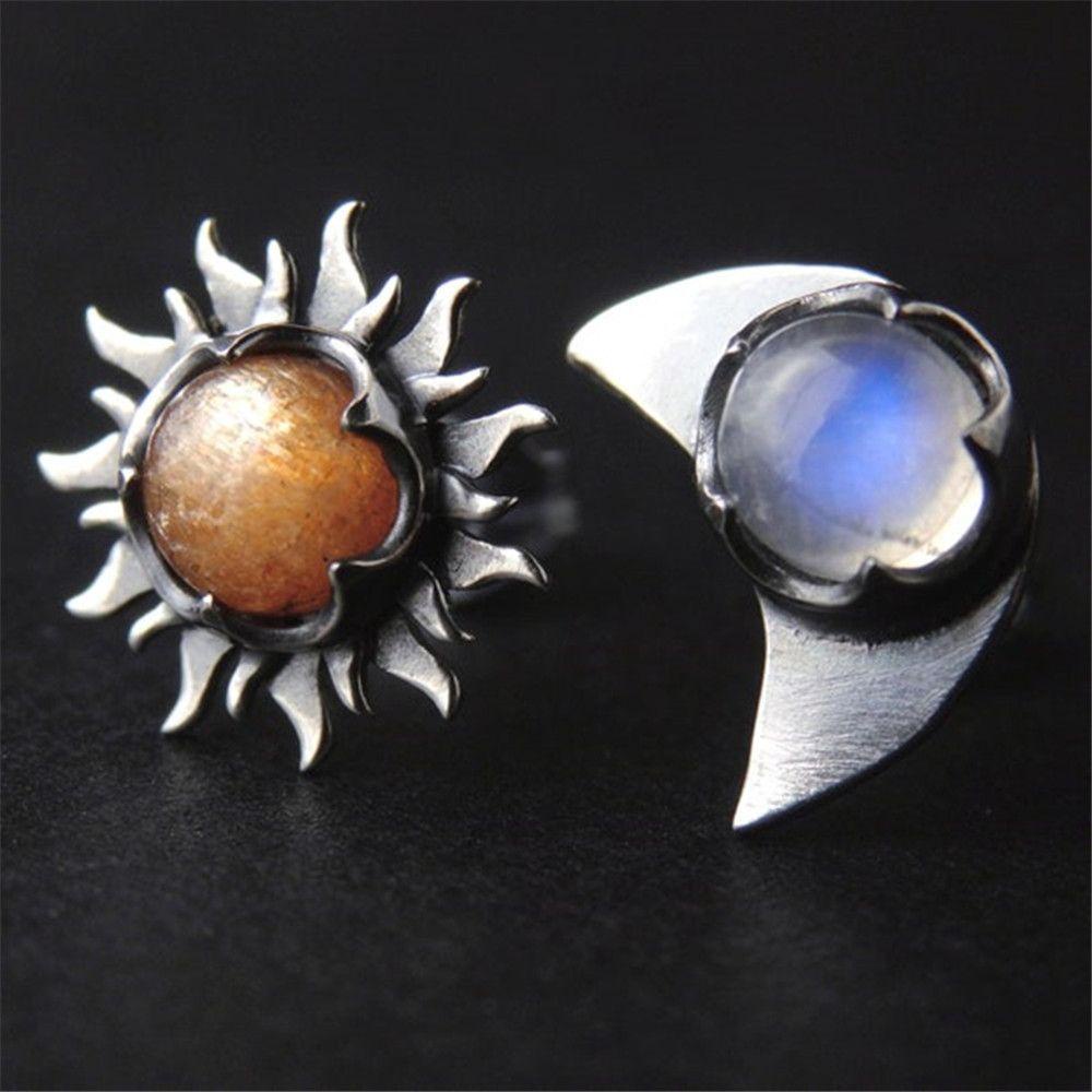 Anting Nanas Matahari Dan Bulan Vintage Bohemia Pesta Ulang Tahun Moonstone