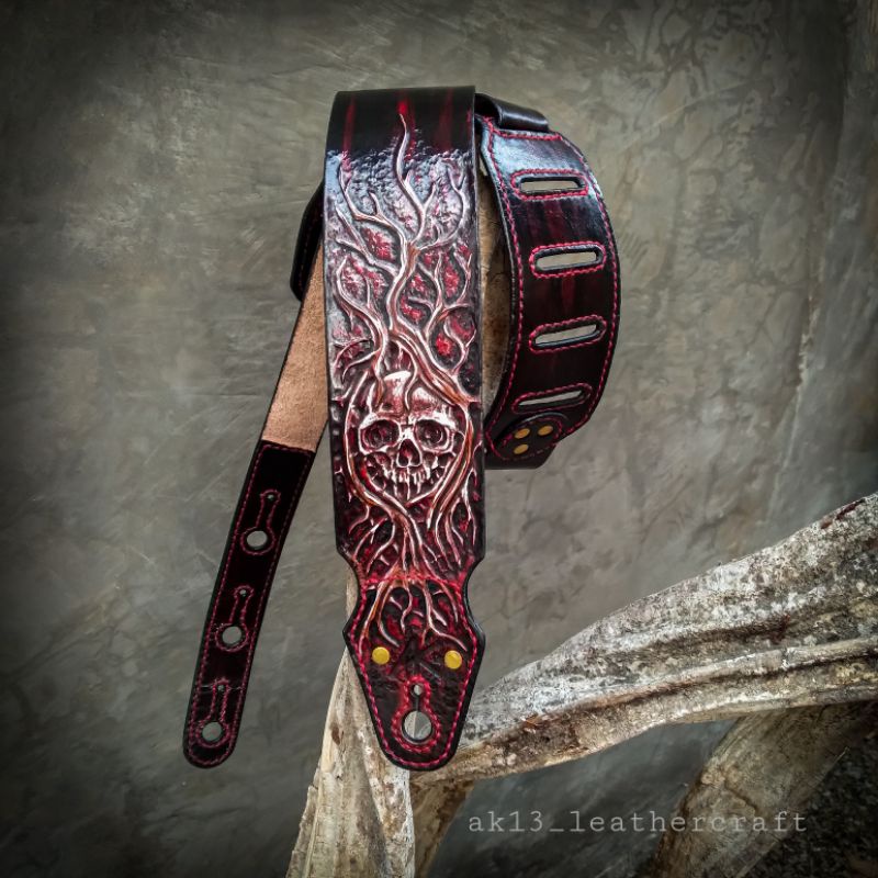strap gitar kulit asli,strap gitar kulit,strap gitar,tali gitar kulit handmade ak13.