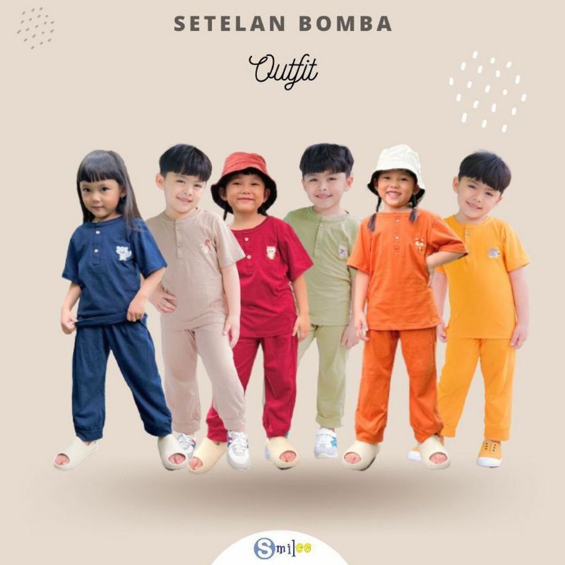 Setelan Anak Unisex BombaBahan kaos cotton combad 30s