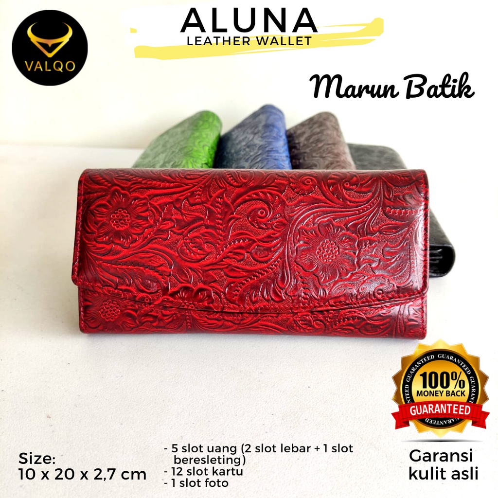 [VALQO] Dompet ALUNA MOTIF Kulit Sapi motif Batik BY kartu wanita cewek perempuan bisa COD