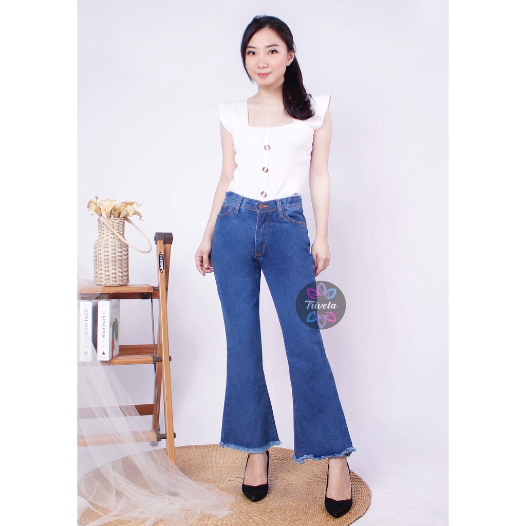 TRIVELA - Cutbray Jeans Rawis Tebal Non Stretch / Boyfriend Jeans Cutbray / Kulot Cutbray Tebal / JUBRE