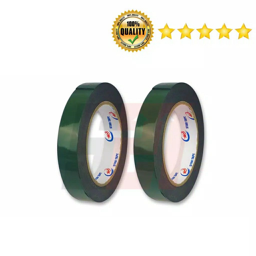 DOUBLE TAPE FOAM HITAM HIJAU 20mm 5Meter - isolasi busa doubletape STAR TAPE