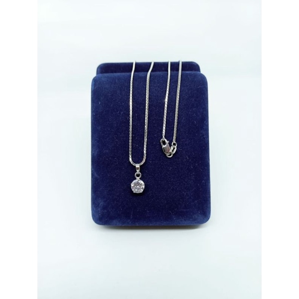 kalung itali santa + liontin solitaire mp / kalung perak asli silver 925 lapis emas/ kalung fashion