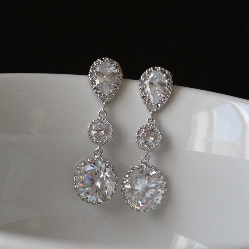 Gorgeous Bridal Wedding Earrings With Bling Bling Cubic Zirconia Elegant Women Engagement Accessories New Fashion Jewelry