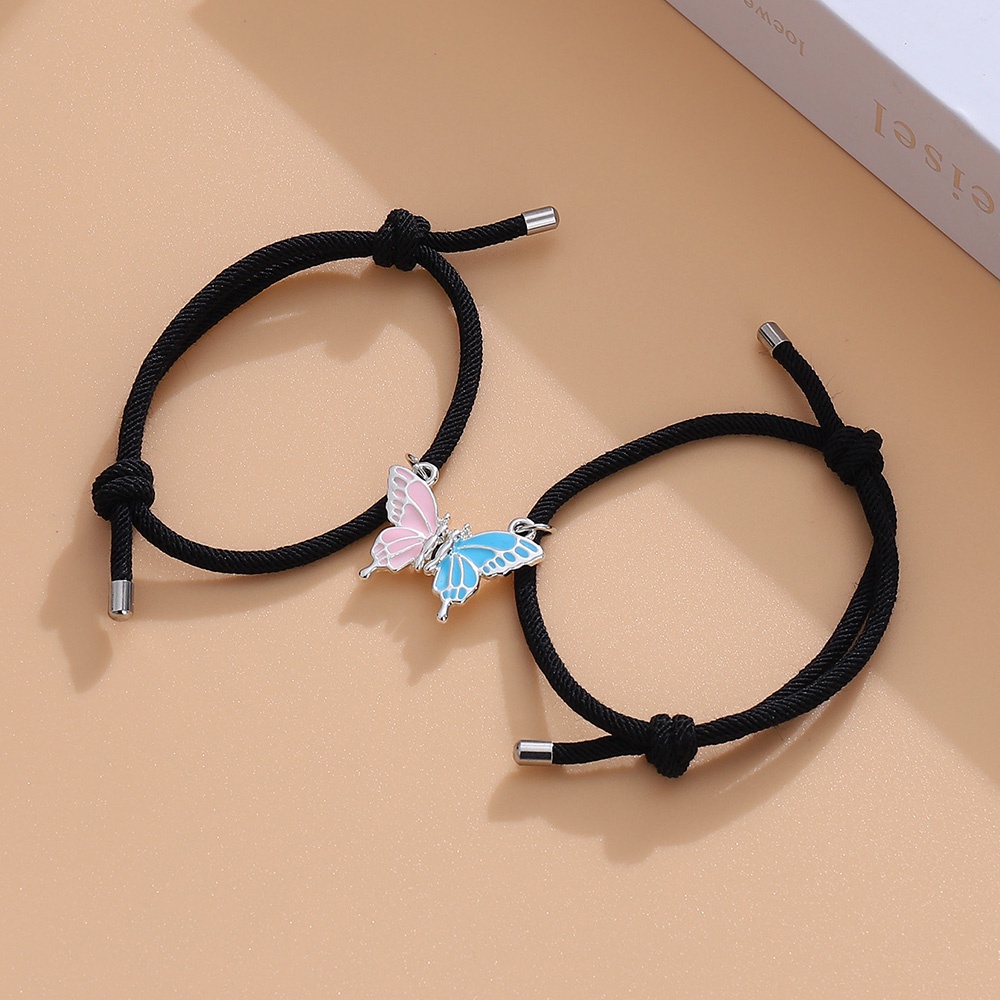 2pcs / Set Gelang Tangan Magnetik Model Sayap Kupu-Kupu Untuk Pasangan