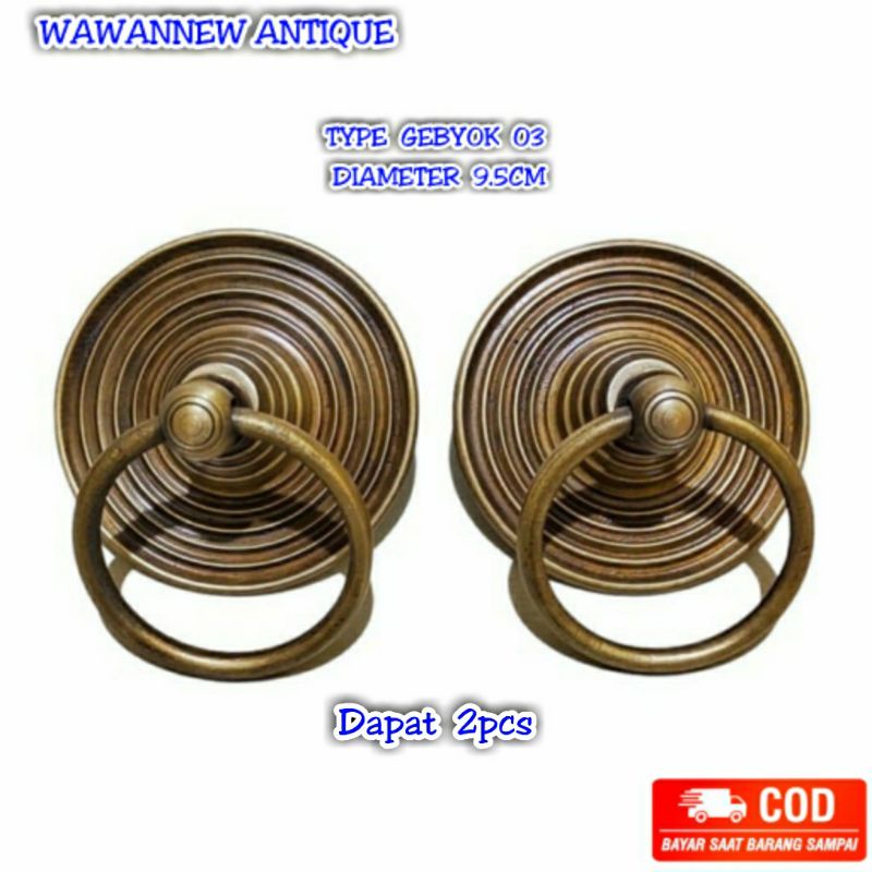 Handle Pintu / Tarikan Pintu Rumah Pagar Kuningan Antik Gebyok 03