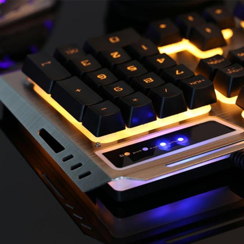 GAMEDIAS Combo Wired Keyboard Gaming RGB LED with Mouse - V1 - Black Gold