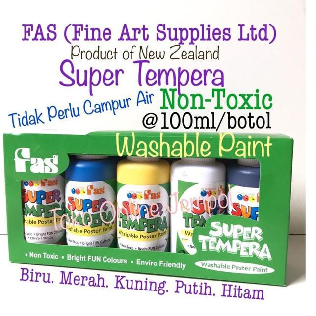 

◘ Washable Finger Paint 5 warna Cat Non Toxic FAS Super Tempera ATK942FS ☇