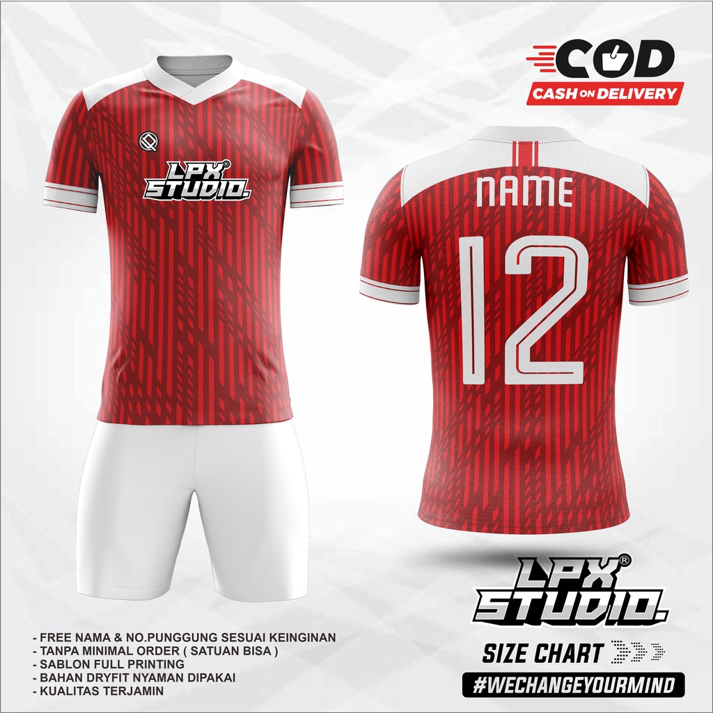 Jersey Futsal Custom White Red Edition Free Name Set