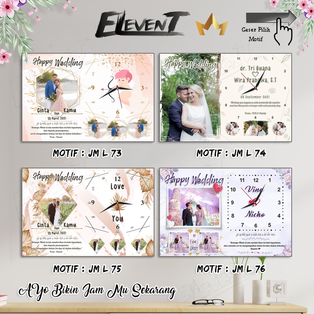Hadiah Pernikahan Jam Dinding Custom Foto Unik Elegant Lucu Hadiah Ultah biografi anak Kado Happy Wedding UlangTahun Wisuda Nikah Biodata Bayi Birthday Sahabat Bingkai Photo MDF Gift Engagement Keluarga Anniversary Barakallah Fii umrik Graduation Murah-7