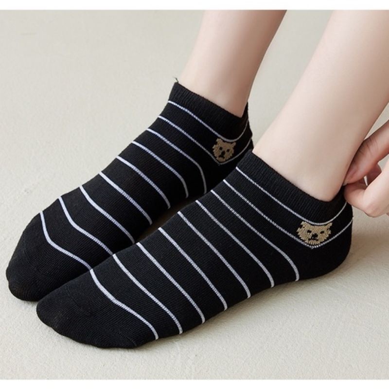 [COD] Kaos Kaki Pendek Fashion Import Semata Kaki Motif Beruang Hitam Kaos Kaki Pendek Wanita Fashion Ala Korea