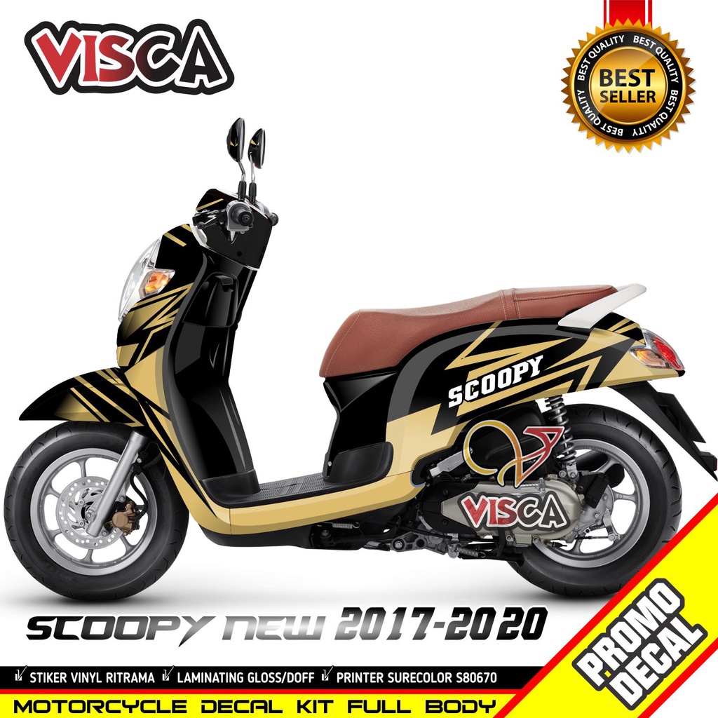 DECAL STICKER MOTOR HONDA SCOOPY NEW 2018 2019 Simple Gold