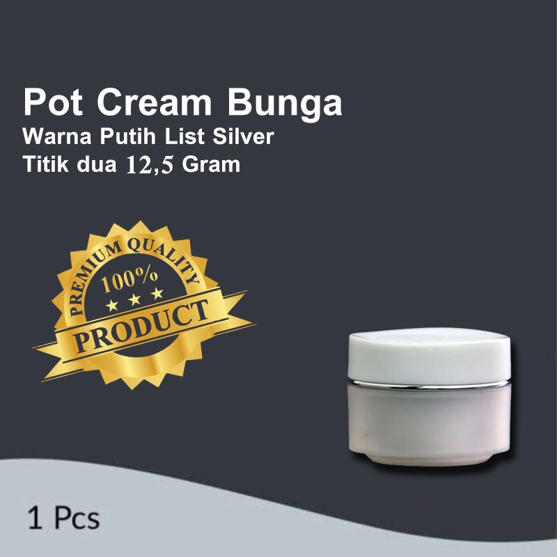 Termurah  Stok Terbatas  Pot cream pp bunga putih list silver  titik dua / pp flower jar 12,5 gr tit