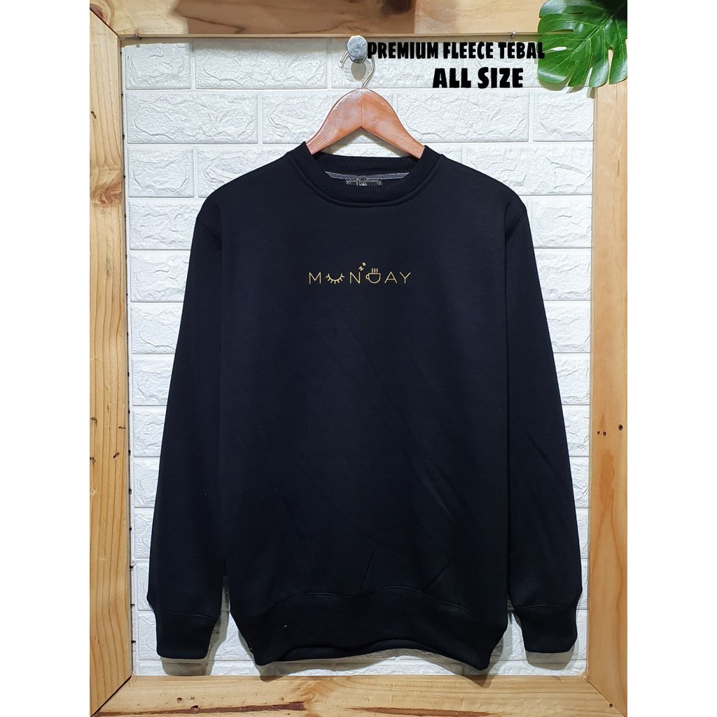 Sweater Crowneck Oversize Cardigan Oblong Cowok Cewek Warna Hitam Crewneck Pria Original Black Erfolg Clothing Distro Brand Lokal Bandung Unisex Cewek Cowok Suwiter Jumbo Couple Pasangan Murah Premium