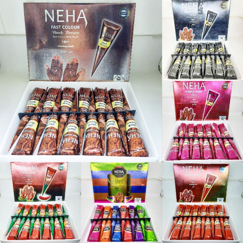 NEHA isi 12pcs HENNA PASTE COLOUR BPOM