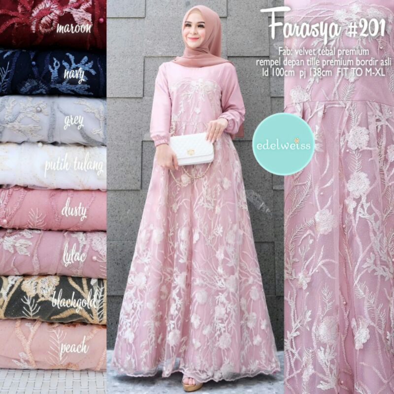 EDELWEISS Farasya #201 Dress brokat bridal tile murah cantik terbaru fashion muslim modern kekinian