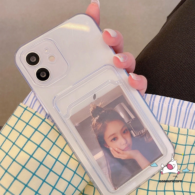 Wallet Slot Card Holder Phone Case for Vivo Y20 Y11 Y15 Y12 Y17 Y12i Y30 Y20i Y20s Y12s Y50 Y30i Transparent Soft TPU Back Cover Real Me C11 5 5s 5i 6i C3 OP PO A54 A12 A94