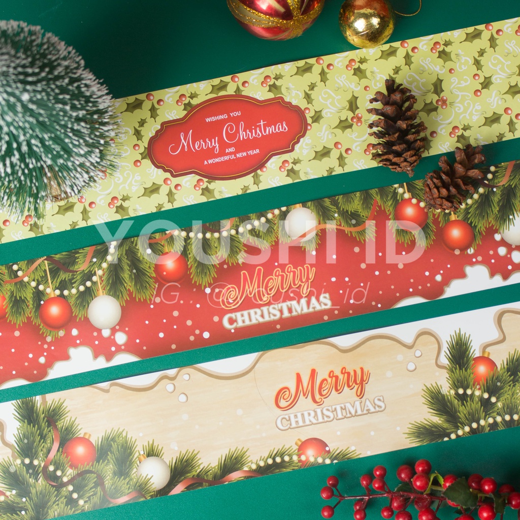 

25pcs-Paperbelt Natal/Pita Kertas/Paper Sleeve/Pita Kado Merry Christmas/Paperbelt Parcel Hampers Sleeve