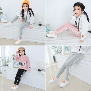  Celana  Panjang  Leggings Velvet  Tebal Aksen Garis untuk 