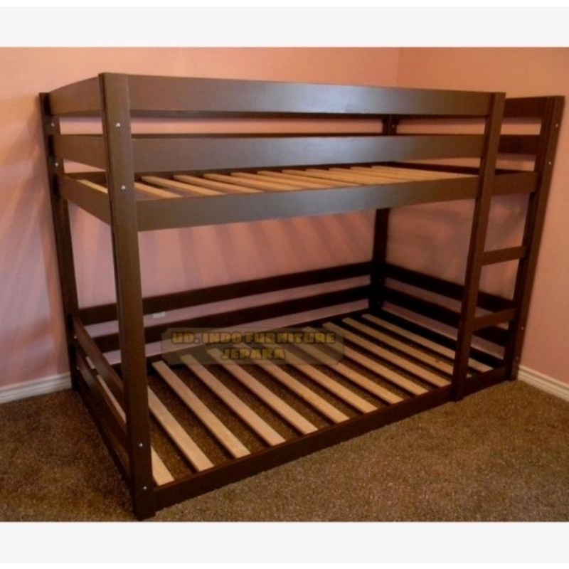 bunkbed tempat tidur dipan tingkat susun untuk Anak/ Dewasa bahan kayu jati model simpel