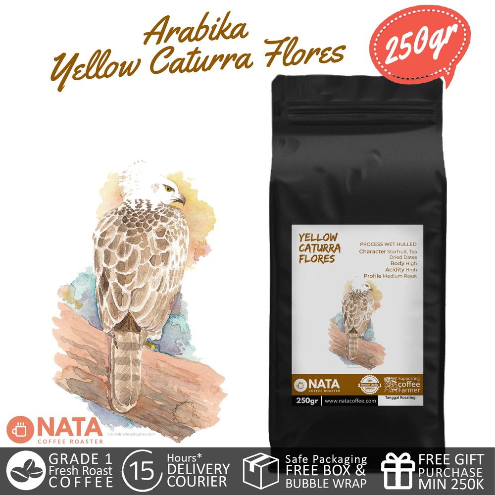 

Nata Kopi Flores Yellow Caturra Arabika Biji dan Bubuk 250gr Berkualitas