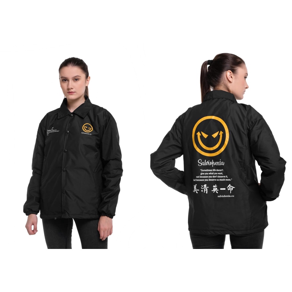 JAKET PRIA - JAKET COACH SALVIO HEXIA - JAKET WINDBREAKER - JAKET PARASUT PRIA - JAKET PARASUT-Hitam Emojing