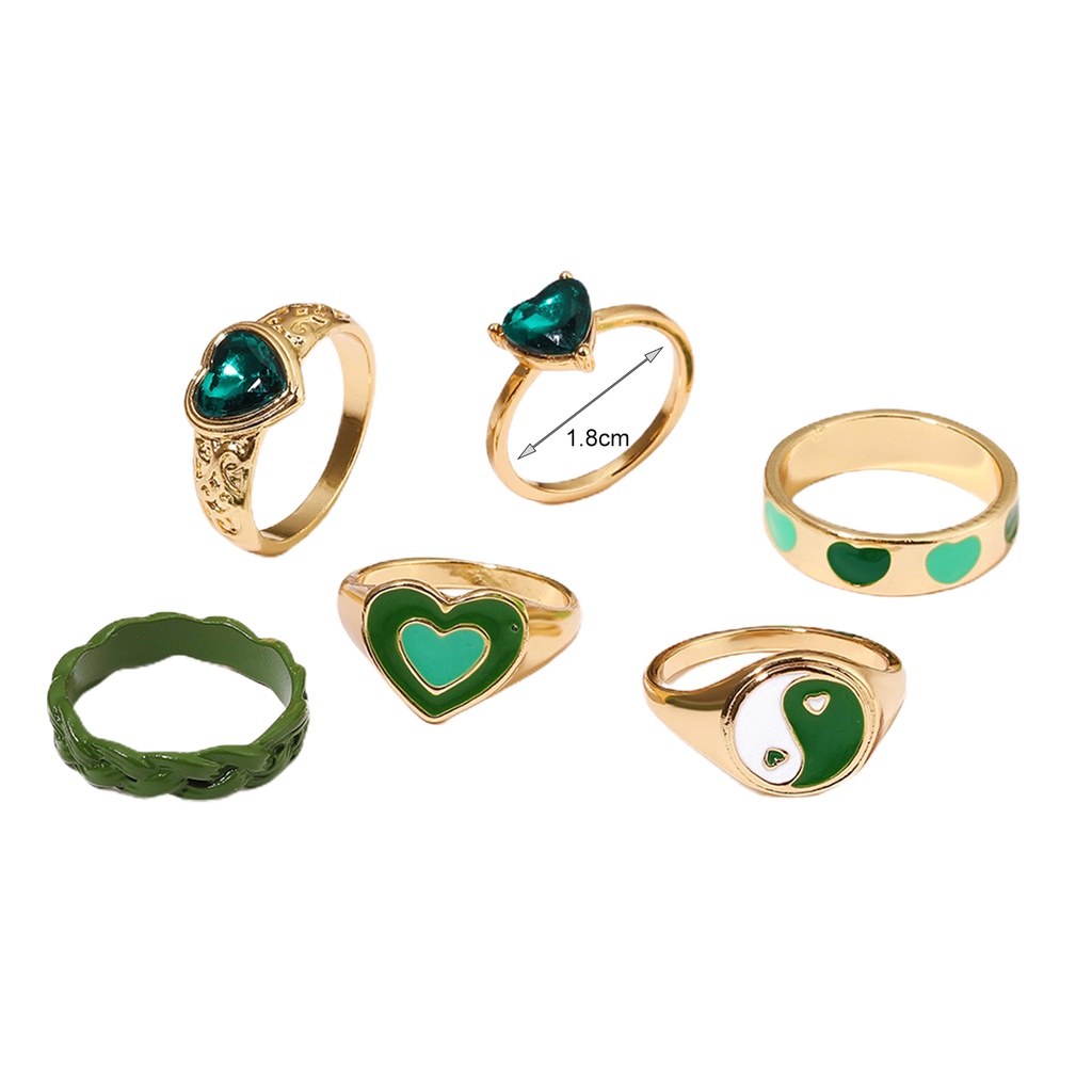 Hu Hu Hu Hu Hu Alat Bantu Pasang Kacamata♡ 1 Set Cincin Knuckle Bentuk Hati Dapat Ditumpuk Untuk Wanita