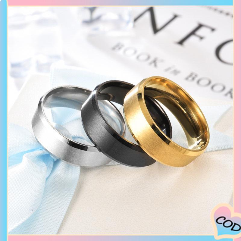 COD❤️ Cincin Jari Bahan Titanium Warna Hitam Emas Silver Untuk Pria-A.one