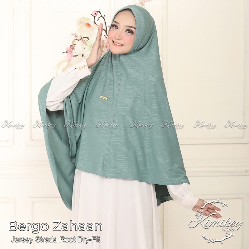 #133 Hijiab Bergo ZAHAAN By Kimikey Hijab Khimar Jumbo Kerudung Instan Jersey Strada Root Dry Fit Mo