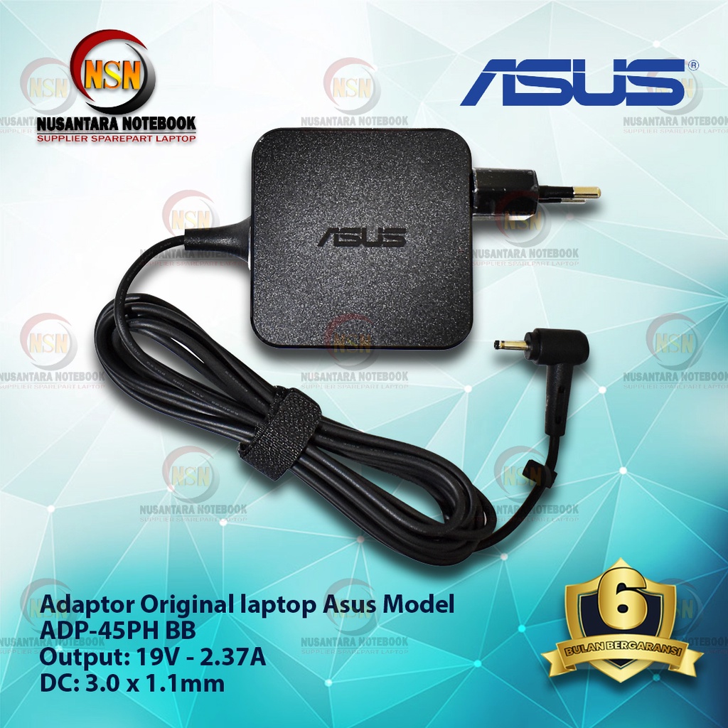 Adaptor Charger Laptop Asus Original 19V - 2.37A DC 3.0*1.1 mm