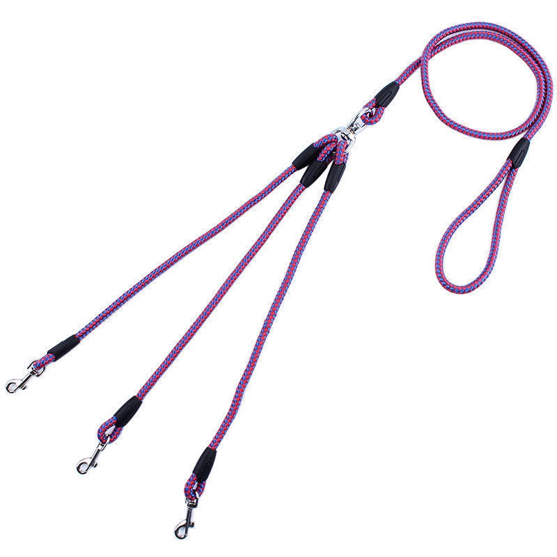 Duplex Double Dog Coupler Twin Lead 3 Way Two Pet Dogs Walking Leash Safety