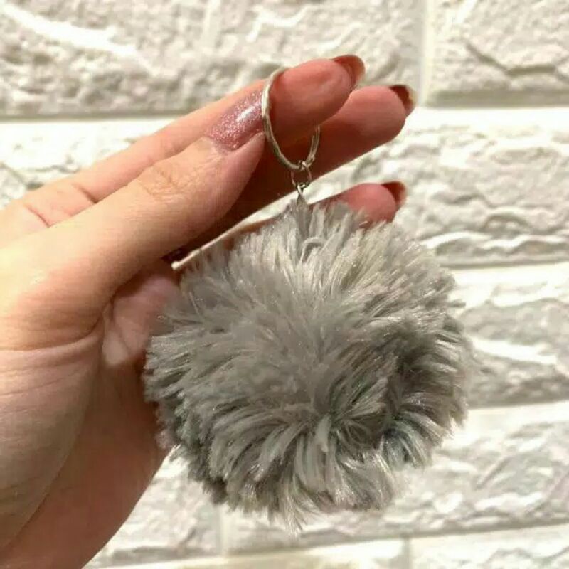 GM183 Pompom Gantungan Kunci Bulu Aksesoris Tas